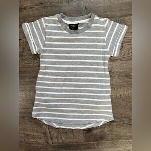 Little Bipsy short sleeve sweatshirt dress grey & white striped size 6-12 months